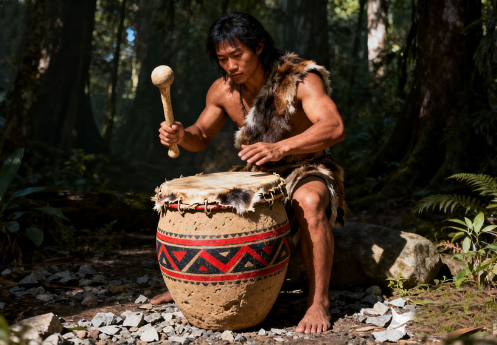 手鼓在中國西亞北非的出現 - 考古發現的陶制鼓身，包括早期竹丁和椰鼓